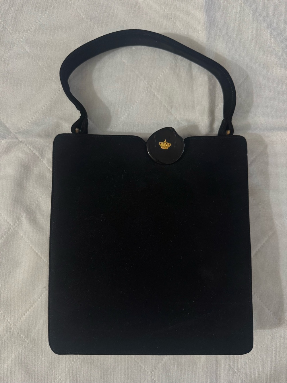 Antique Black Velvet Top-Handle Evening Bag by Koret